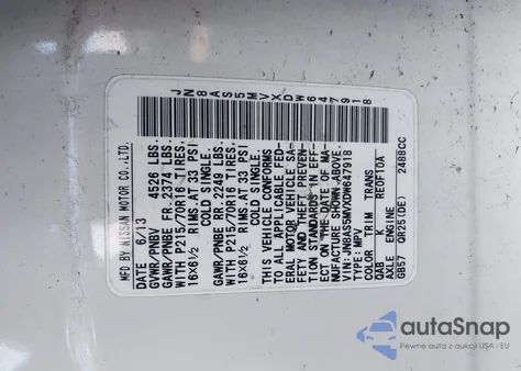 2013 Nissan Rogue S из США, поврежденный, VIN JN8AS5MVXDW647918